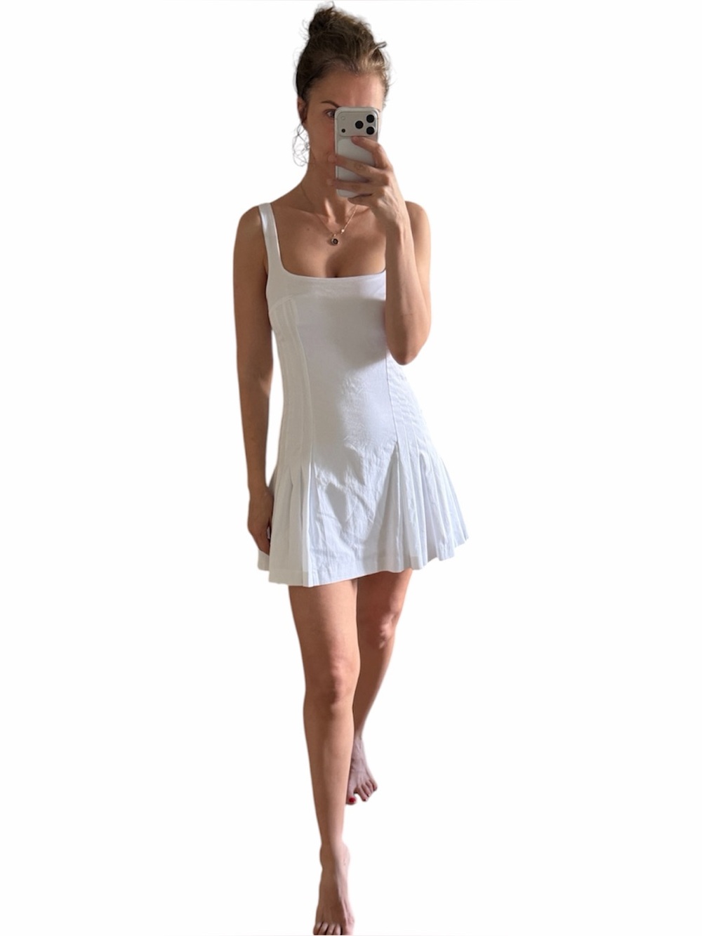 Nwt Zara white mini pleated dress size S